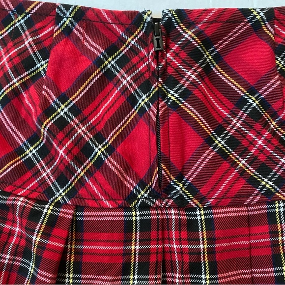 Royal Bones Y2K mall goth punk red black plaid tartan check pleated mini skirt - Picture 6 of 7
